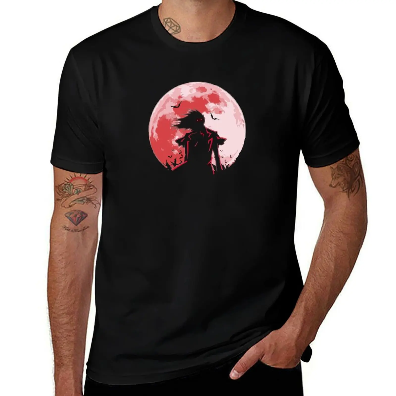 

Hellsing Anime Alucard Blood Moon T Shirt T-Shirt funny t shirts dark humor t shirt man designer shirt man luxury T-shirt