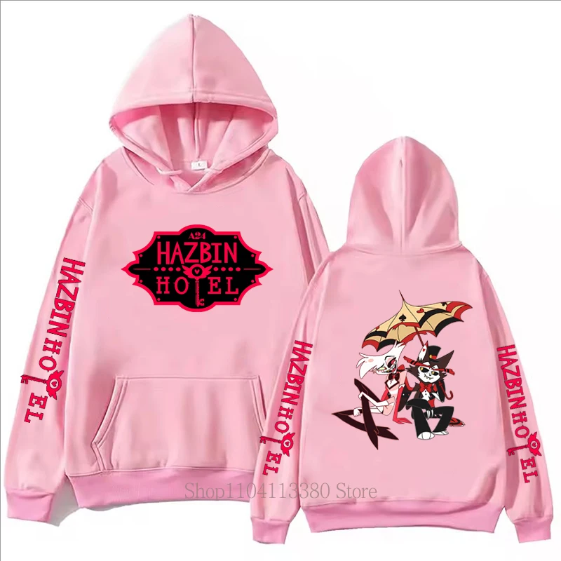 Hazbin Hotel Grafik Druck Männer Kleidung Hoodies Herbst Winter Casual Mode Frauen Streetwear Y2K Langarm Tops Fleece Pullover