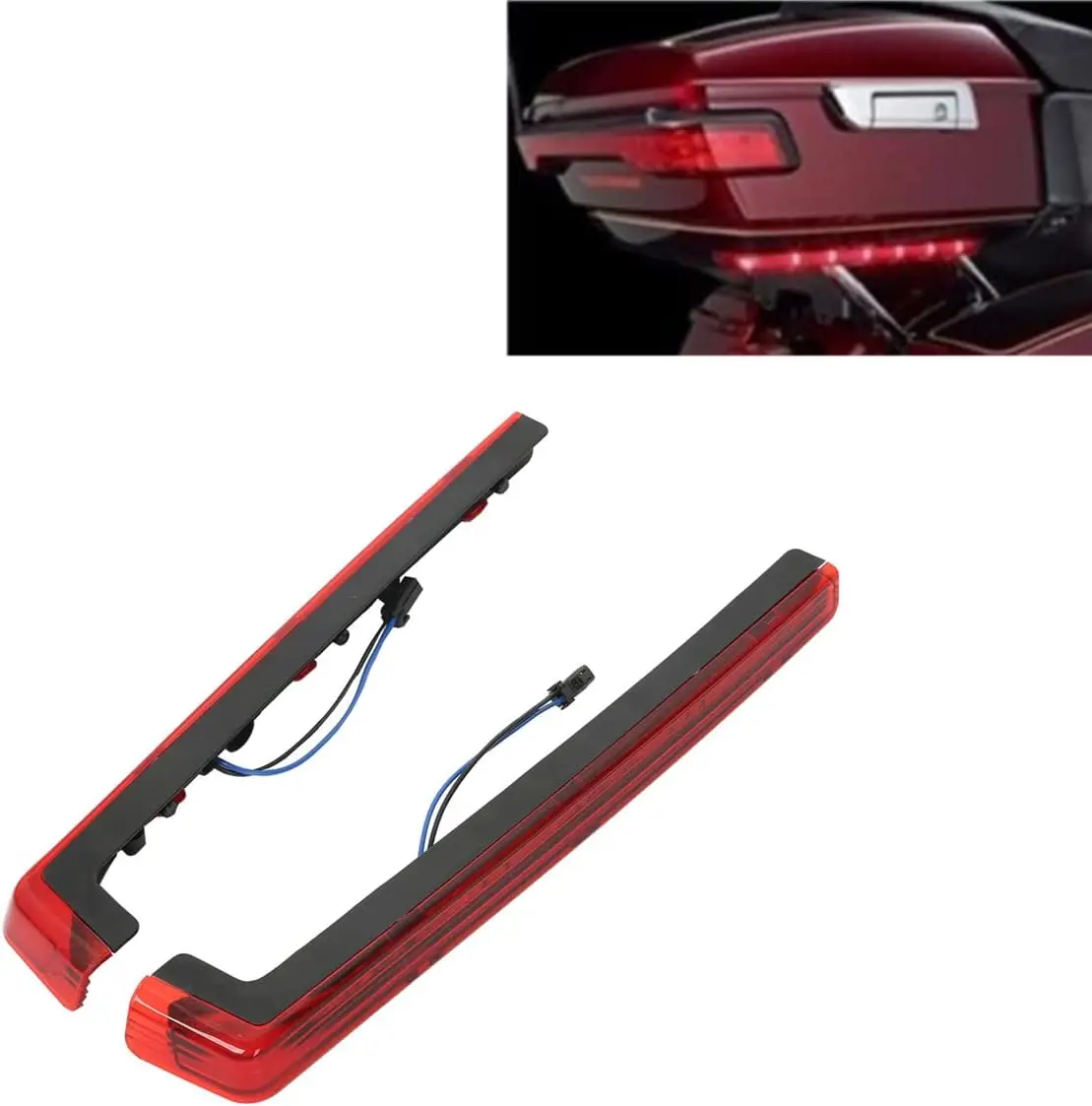 Motorcycle Tour Pak Pack Accent Side Panel LED Light Red/Smoke for Harley Touring Road King Road Glide FLHR FLHX FLTRX 2006-2022