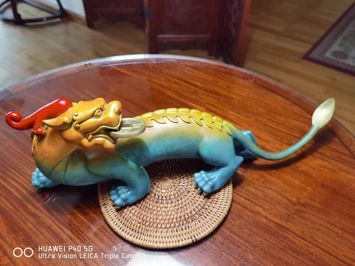 فريدة من نوعها التميمة خارق الطبيعة الأسطورية الحيوان التنين PI XIU تجنيد المال البرونزية نحت تمثال شريط المنزل مخزن حظا سعيدا #1