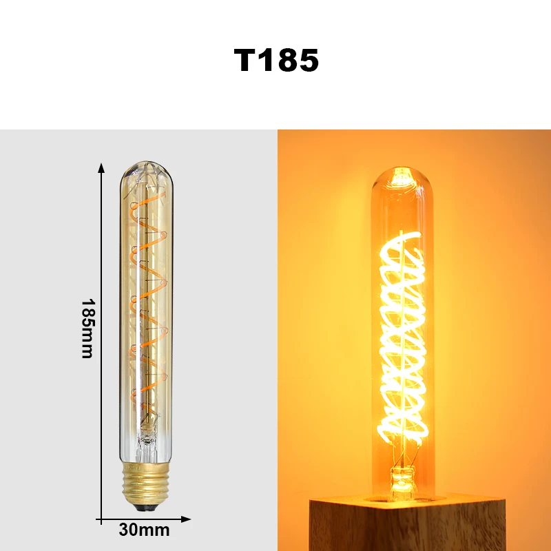 E27 LED Gloeilamp 220 V 4 W A60 ST64 T45 T185 G80 G95 G125 Retro Vintage ampullen LED Edison Lamp Spiraal Lamp Voor Thuis