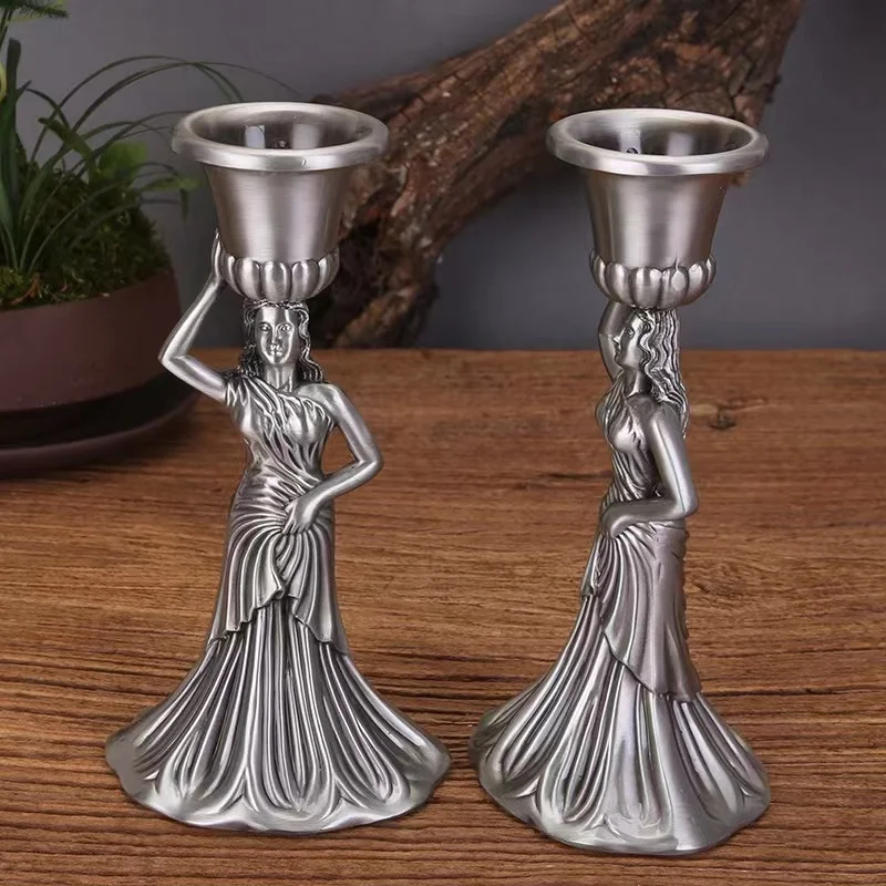 

European Style Retro Metal Candle Holders Creative Western Food Venue Layout Props Wedding Candlesticks Home Decor