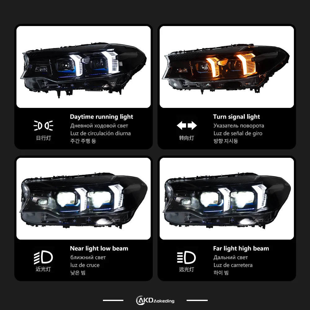 Headlight For BMW G30 2018-2022 M5 LCI Type Car автомобильные товары LED DRL Hella Xenon Lens Hella Hid H7 G38 Car Accessories