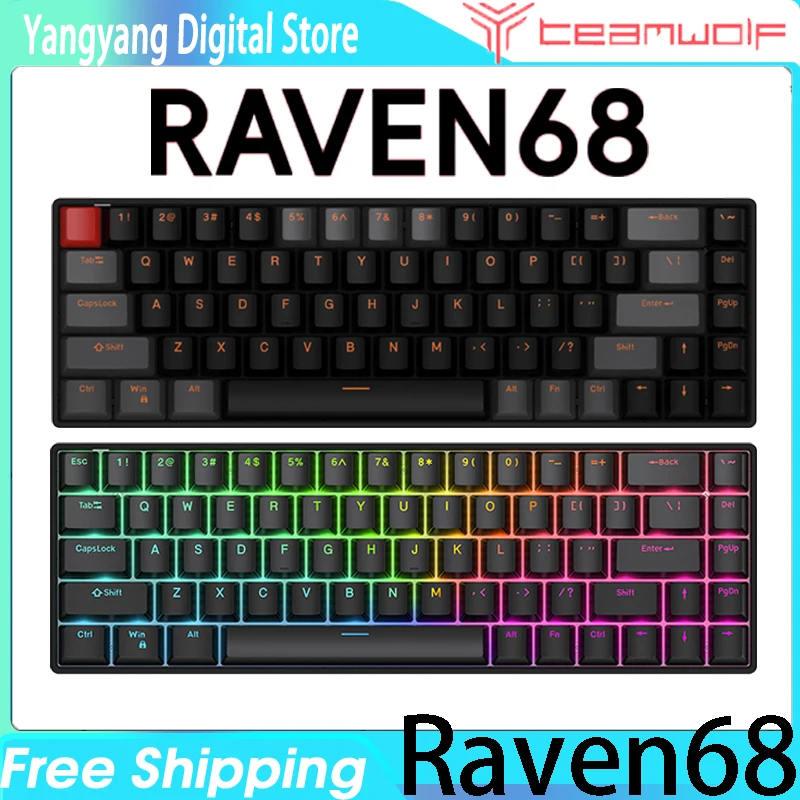 

Teamwolf RAVEN68 Magnetic Switch Keyboard Wired Esports Game Keyboard 8K Quick Trigger Mechanical Keyboard Pc Accessories Office