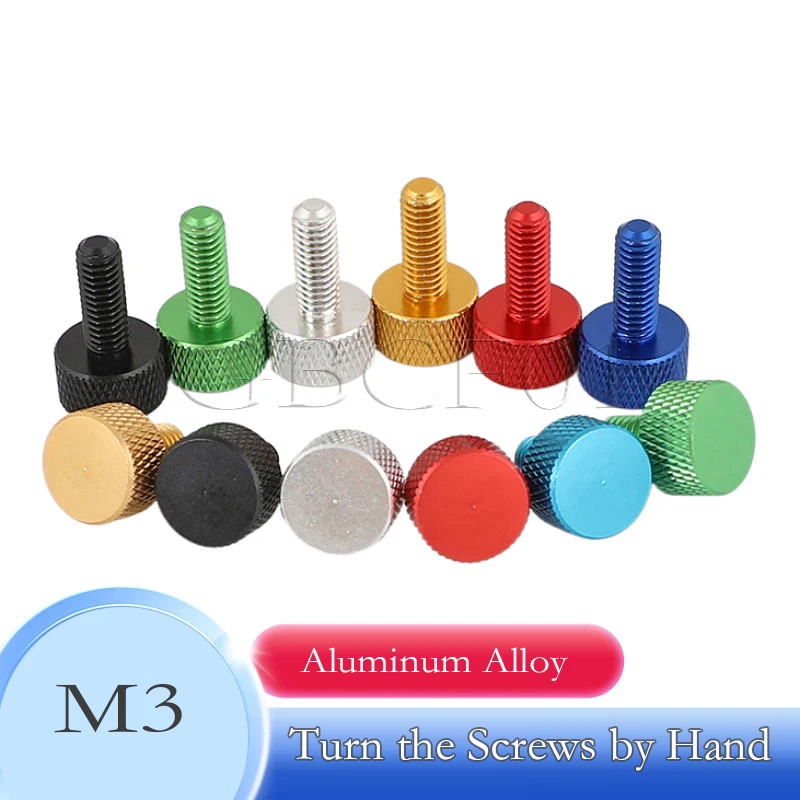 6PCS Aluminum Alloy Colorful Knurled Hand Screws M3 L 6/8mm Computer Cabinet Adjustm 6PCSent Screws Without Tools Thumb Screws