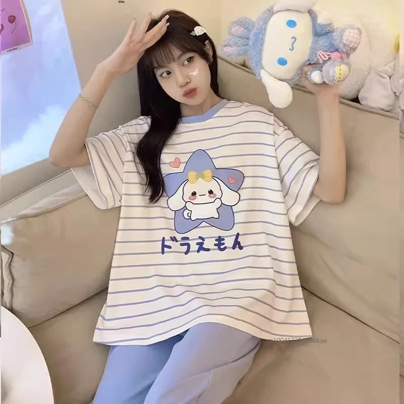 Sanrio Kawaii Pochacco Pajamas Set Stitch Cute Cartoon Student Soft Cotton Loungewear Home Wear Birthday Gift Girls Toys