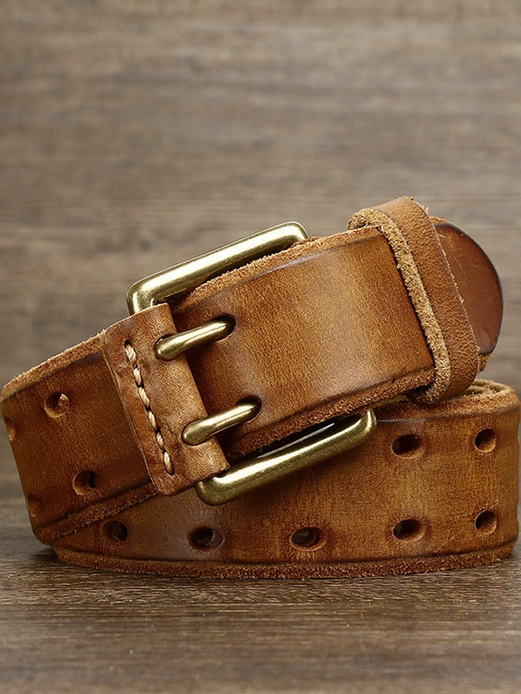 men's-retro-leather-belt-hollow-out-design-pure-brass-buckle-double-row-button-casual-belt-for-all-ages-comfortable-wear