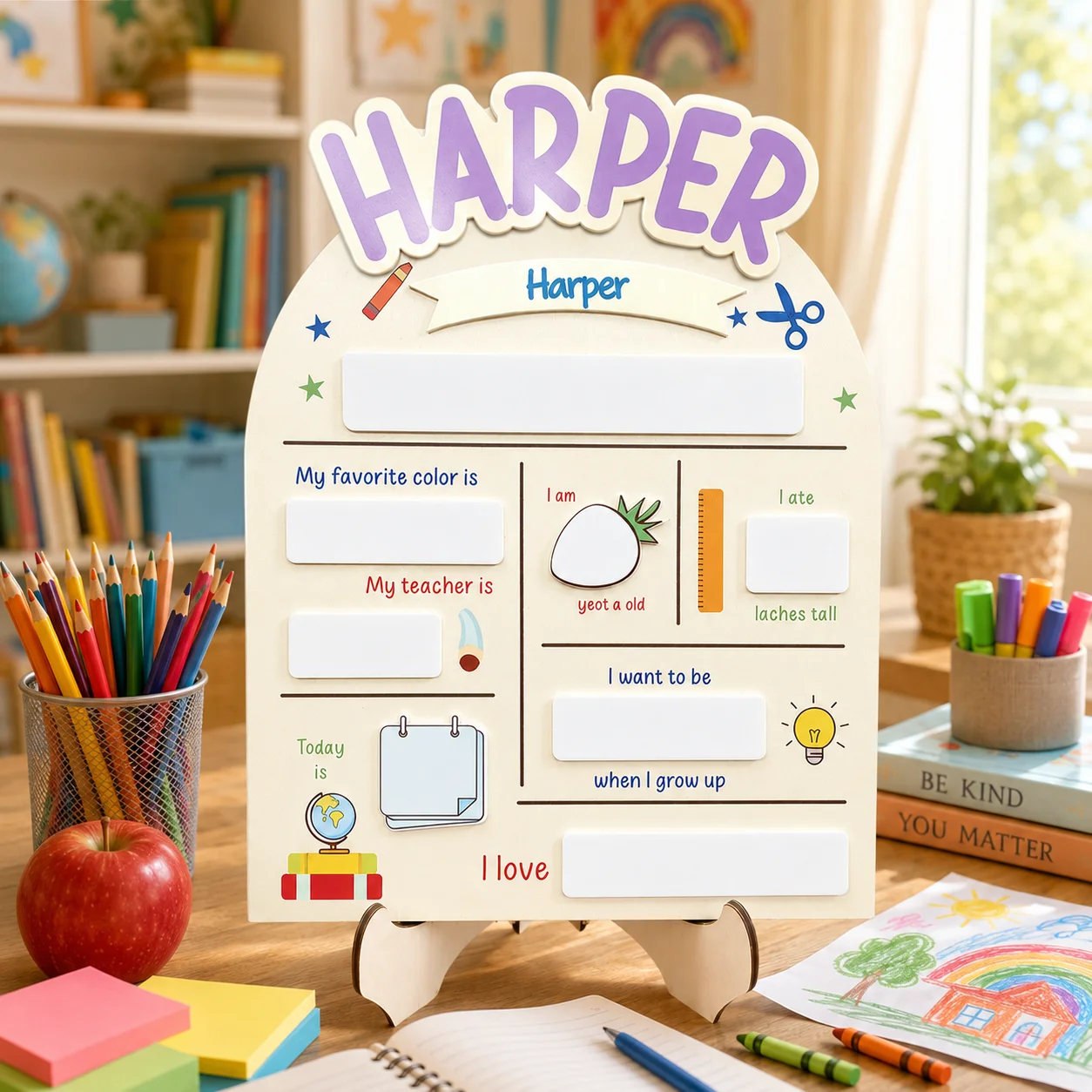 First Day Of School Memory Board Custom Name Sign Wooden Acrylic Keepsake For Kids Nursery Preschool Home Party Decor Schools view 5