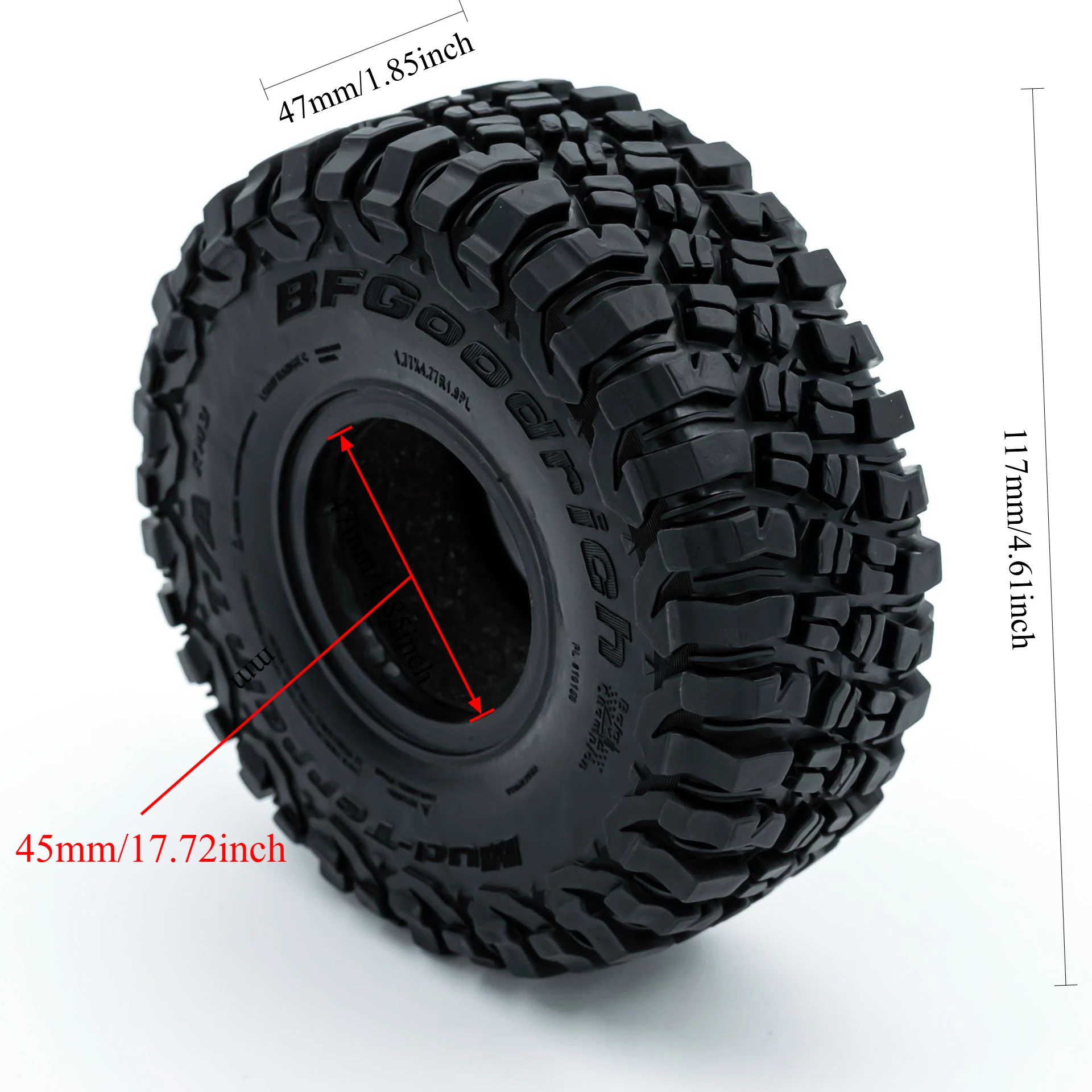 

Подходит для радиоуправляемых моделей автомобилей 1.9 дюйма, Bristol 117MM TRX4 SCX10 90046 третьего поколения, шины Cherokee, внедорожные шины, кожаные.