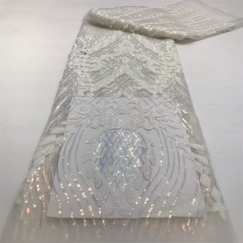 White African Tissue French Tulle Fabric Cloth Nigerian Tulle Lace Fabrics Sequins For Sewing Wedding Cloth Women Dress