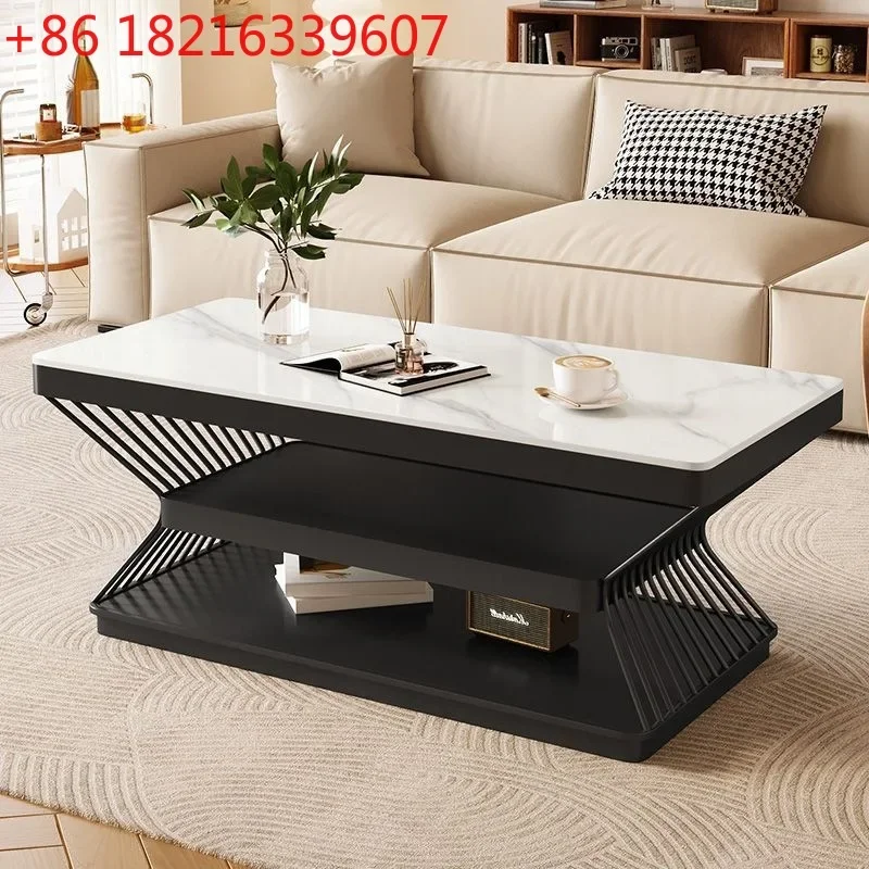 YAO Home Living Room Modern Rectangular Double-Layer Tea Table Small Apartment Simple Light Luxury Table