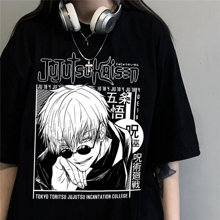 Koszulki damskie Manga japońskie Anime Jujutsu Kaisen T Shirt z krótkim rękawem Yuji Itadori koszulki z nadrukami fajne Unisex ubrania topy y2k