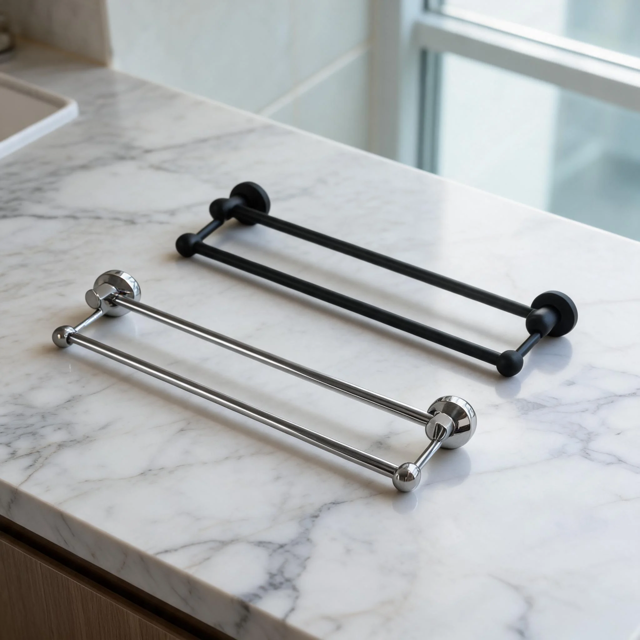 Double Towel Bar Rack 24 Inch Oil Rubbed Bronze SUS 304 Stainless Steel Bathroom Organizer For 4 Towels Wall Mount Hardware