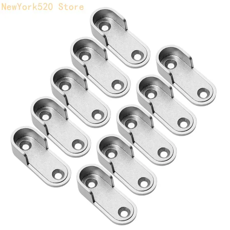 10Pcs Zincs Alloys Oval Closet Brackets Closet Hanger Rod Wardrobe Holder Thickened Support Clothes Hanging Bar Hardware N84C