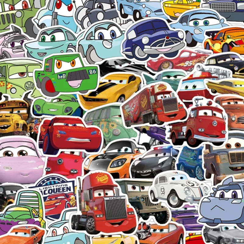 50pcs Anime Cars Stickers Water Cup Suitcase Laptop Mobile Phone Car Stationery Refrigerator Car Decoration Stickers