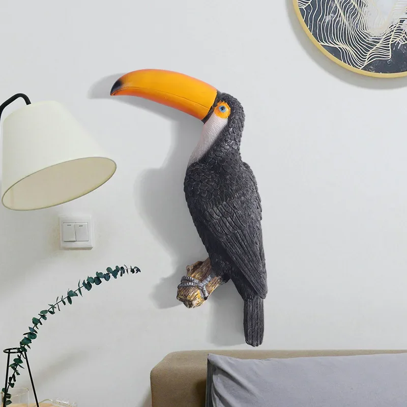 Figura de resina Super Tucán de 29.5cm, decoración de pared, estatua para jardín exterior, accesorios decorativos para abrazar árboles, escultura de pájaro, animal
