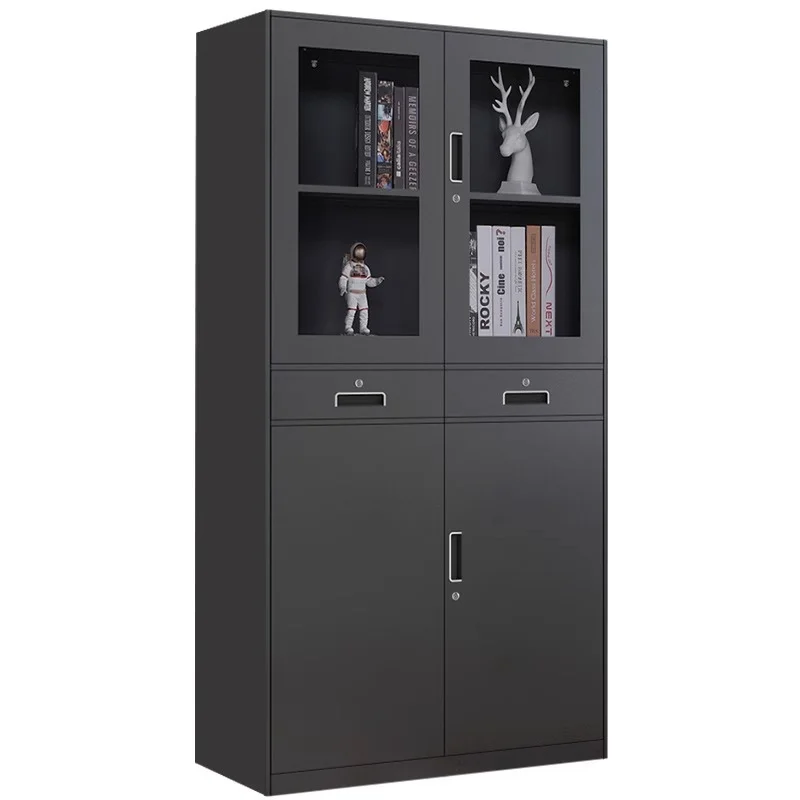 Black Steel Vertical File Cabinet with Lock and Anti-Tilt for Office Lockable Black Metal Vertical Filing Cabinet
