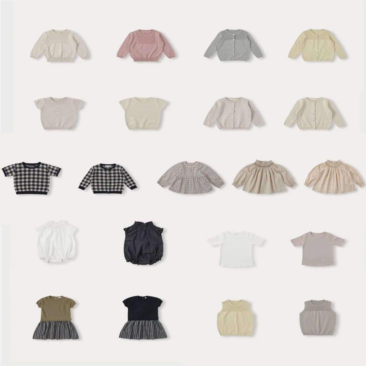 

Kids Knitted Cardigan 2026SS BE New Girl Long Sleeve Short Sleeve Sweater Cardigan Crawler Clothing