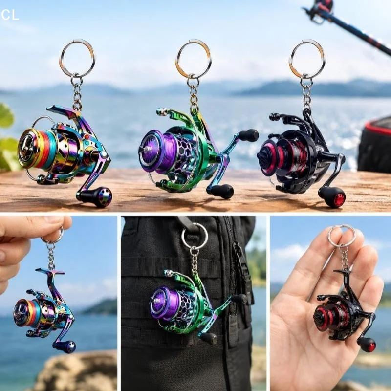 New Cross-border 2D Flat Acrylic Keychain Fishing Line Winder Pattern With Ring-shaped Keychain Fashion Pendant Festival Gift