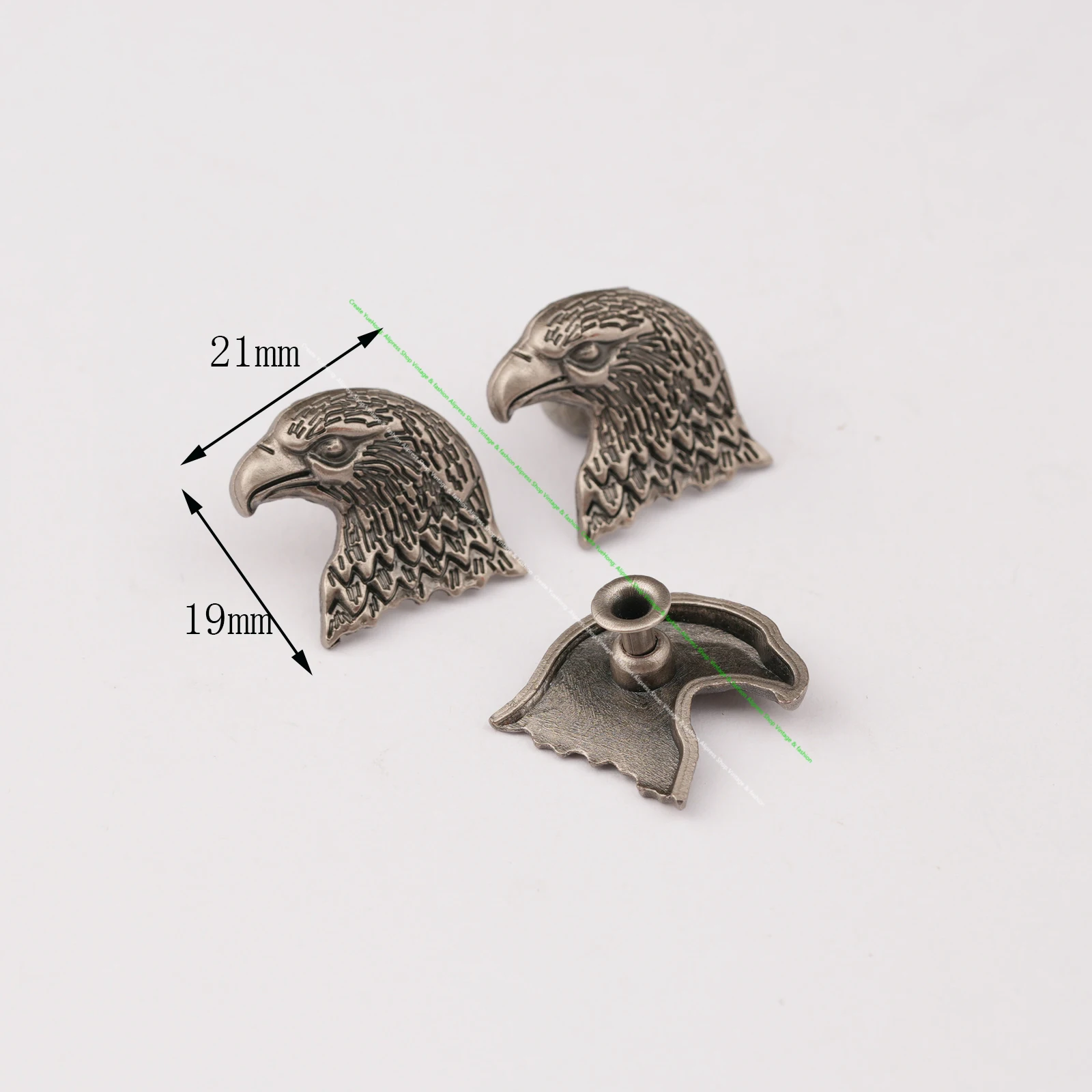 19x21mm 20 stücke Biker Motorrad SPLITTER LINKS GESICHT ADLER NIETEN STUDS FÜR LEATHERCRAFT GÜRTEL DECOR RIVETBACK CONCHOS – Detail 8