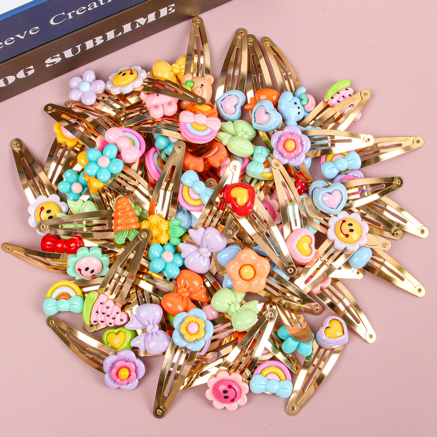 20/40 قطعة ألوان عشوائية الكرتون القوس الأزهار قوس قزح القلب BB كليب للفتيات لطيف المشابك الموضة للأطفال النساء إكسسوارات الشعر