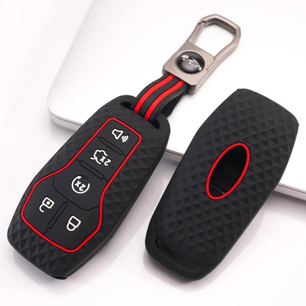 Remote Key Protector With Keychain For Ford F-150 Explorer Edge Fusion Taurus Mustang Escape Kuga Focus Ranger Expedition