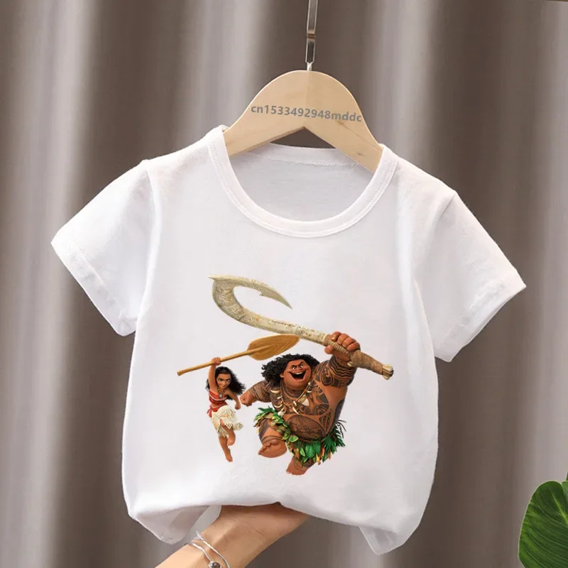 رائجة البيع موانا المحيط الرومانسية الأميرة طباعة لطيف الاطفال تي شيرت الفتيات ملابس طفل الفتيان قصيرة الأكمام تي شيرت الصيف الأطفال بلايز