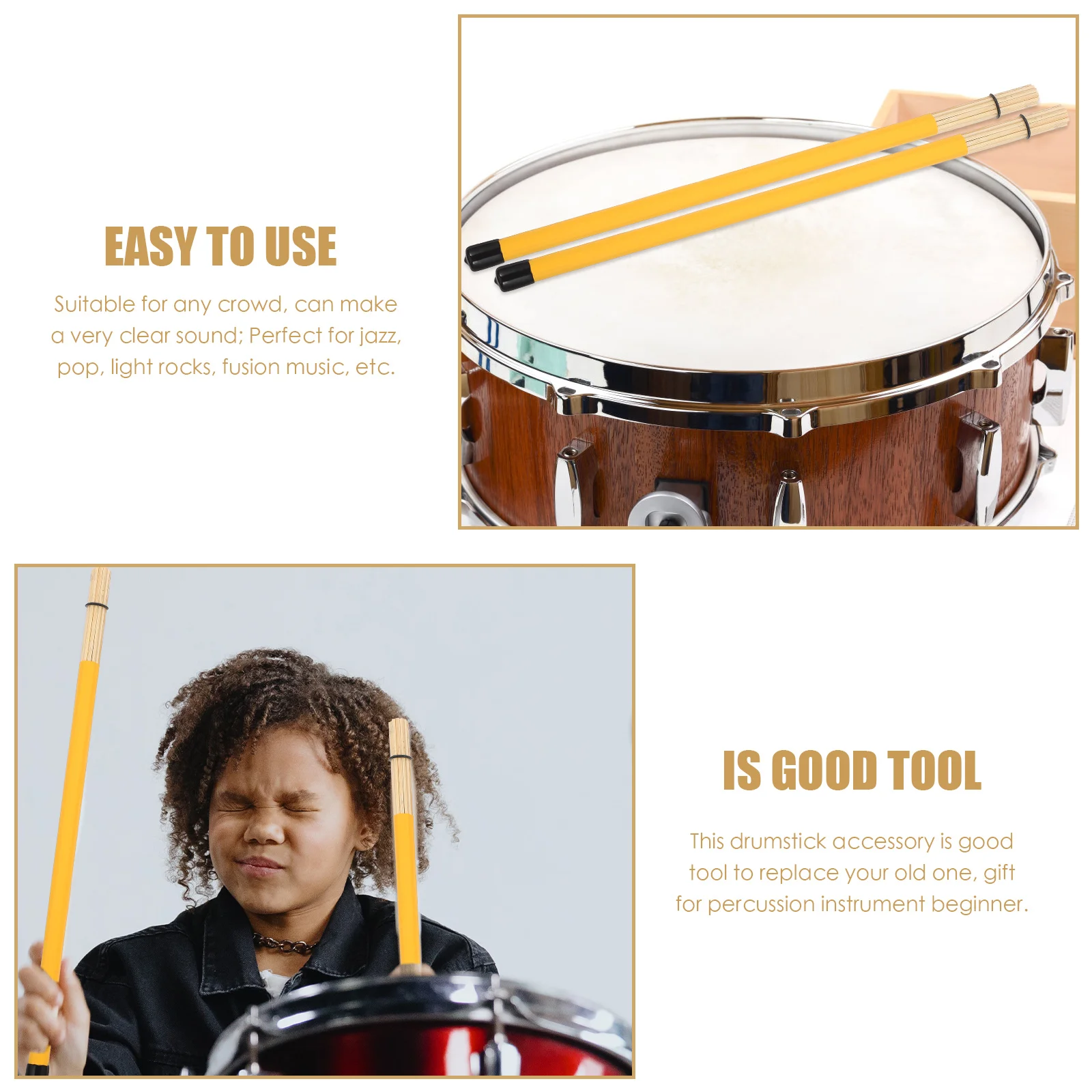 

Drum Stick Mallet Percussion Instrument Simple Drumstick Sticks Practical Drumsticks Bamboo