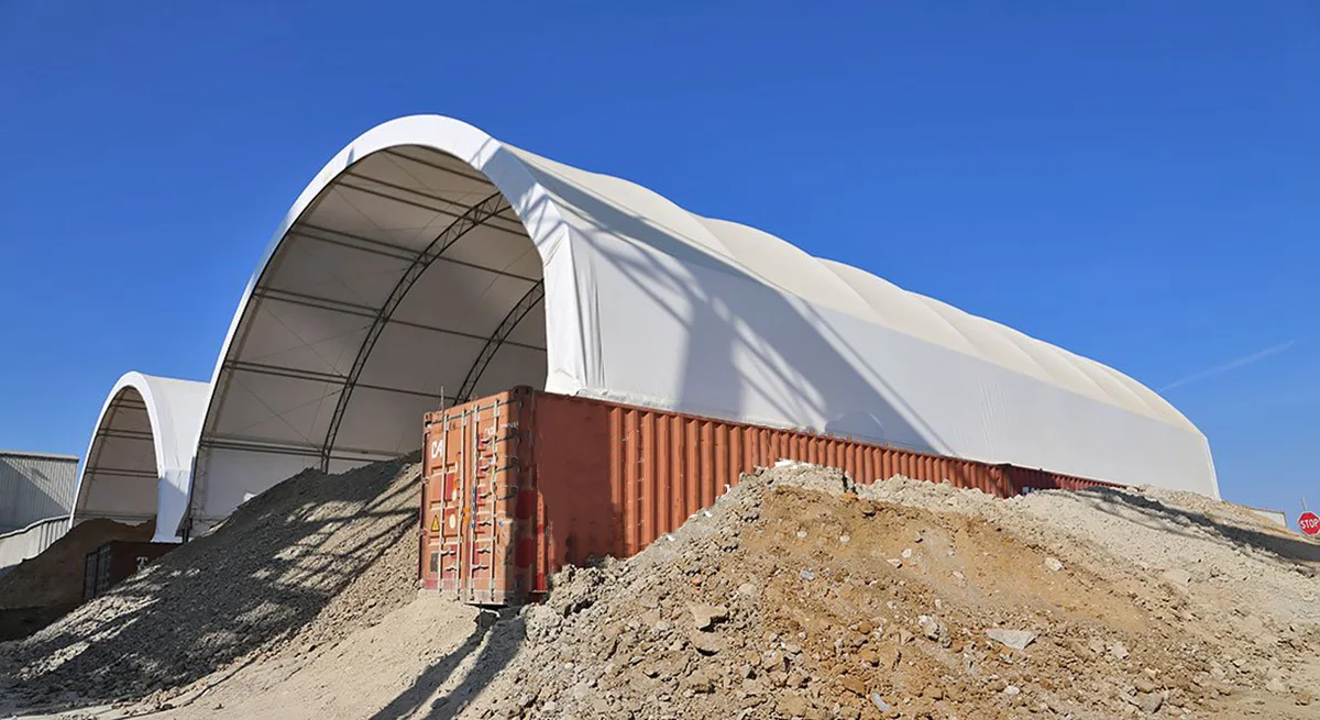 40ft Heavy  Prefabricated Dome Storage Shelter Weatherproof Outdoor Canopy Carport for Construction Site Farm Logistics Stor