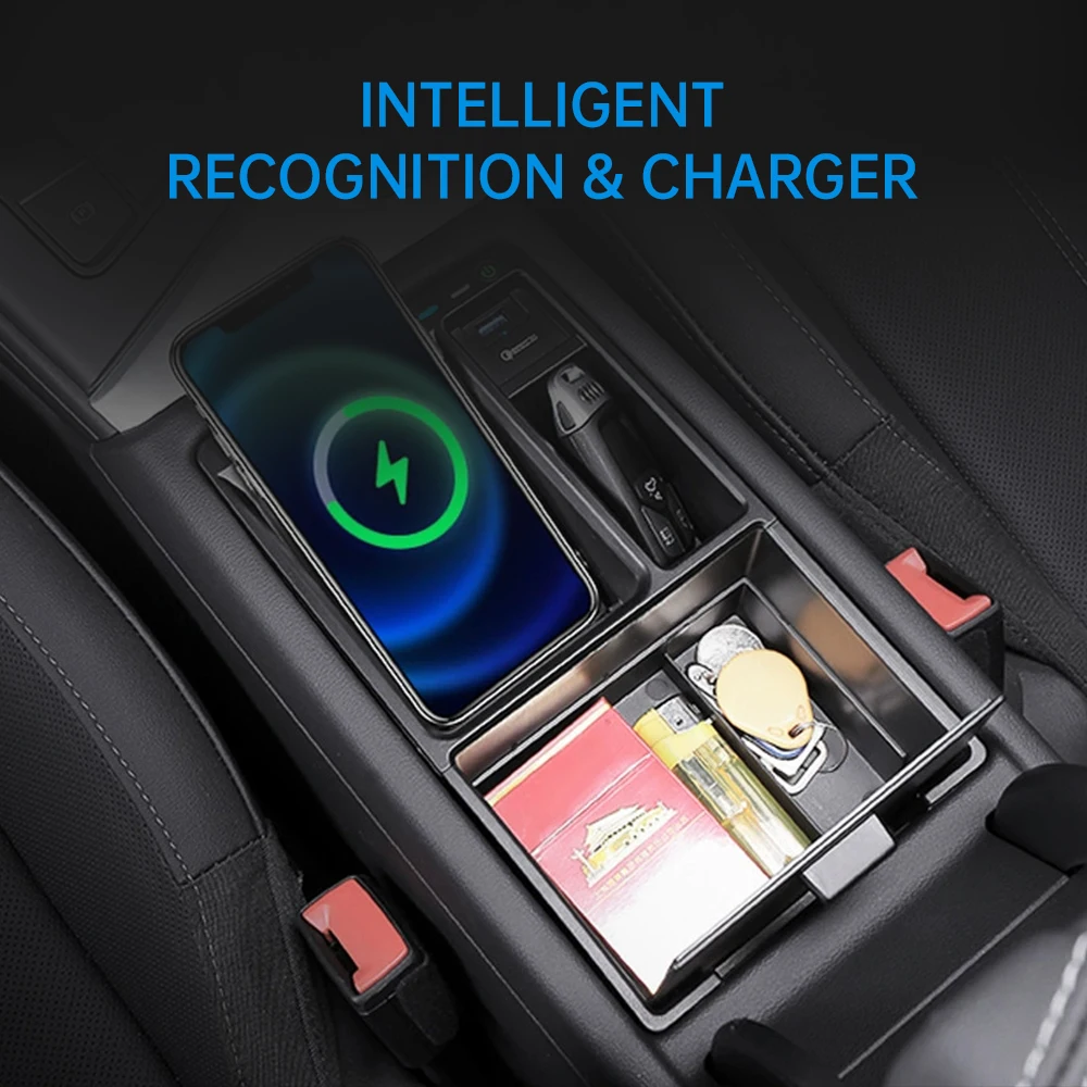 Car Wireless Charging Pad for Audi A4 A5 2016~2022 Armrest Storage Box Phone Fast Charger Plate