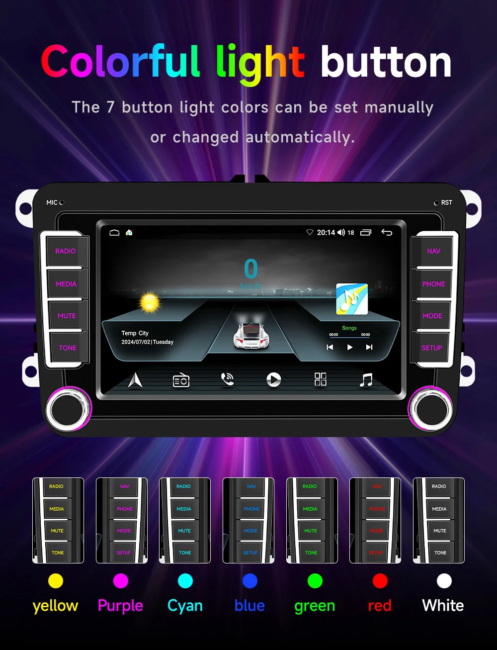 BQCC 9071-J 7“ Car Player For Volkswagen VW CC Passat B7 Polo Golf 5 6 Jetta mk5 mk6 Mirrorlink FM WIFI GPS RDS Wireless Carplay