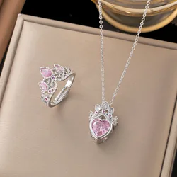 Rapunzel Crown Rings,Princess Jewelry,For Woman Girls,Fashion Wedding Accessories,Gold Plated,Pink Adjustable Ring ,Gift For Her