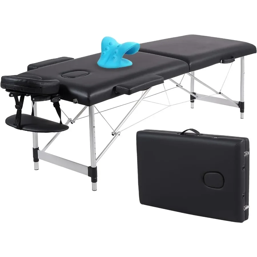 Portable Massage Table with Neck Stretcher, Light Weight 84 in Massage Bed Adjustable Lash Bed