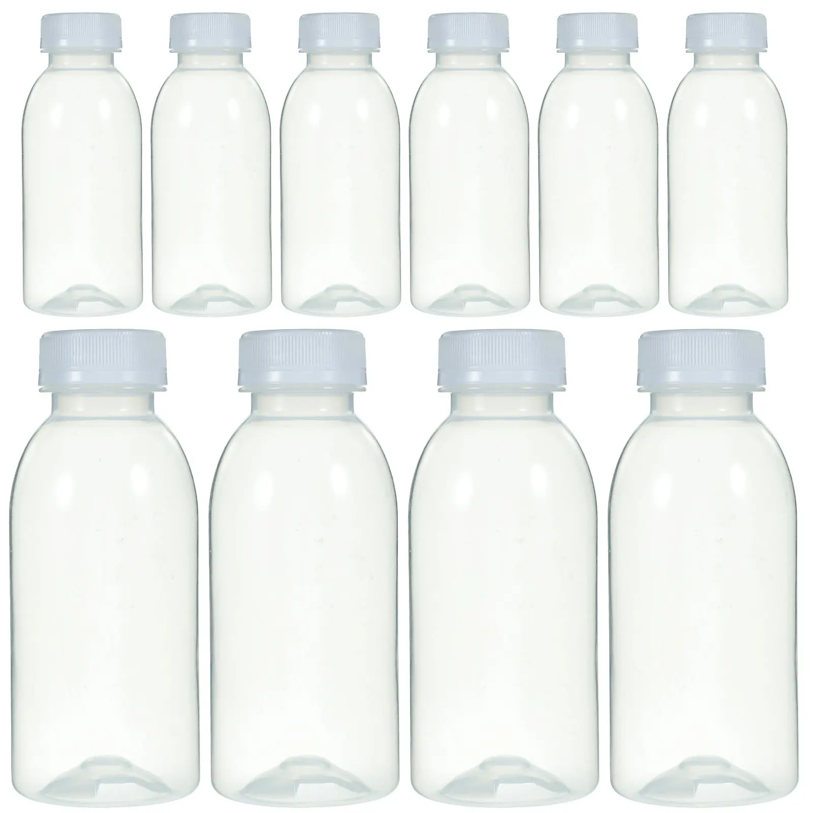 10Pcs Clear Plastic Drinking Bottles Heat Resistant for Juices Sodas Infused Water Reusable Eco Friendly Beverage Storage