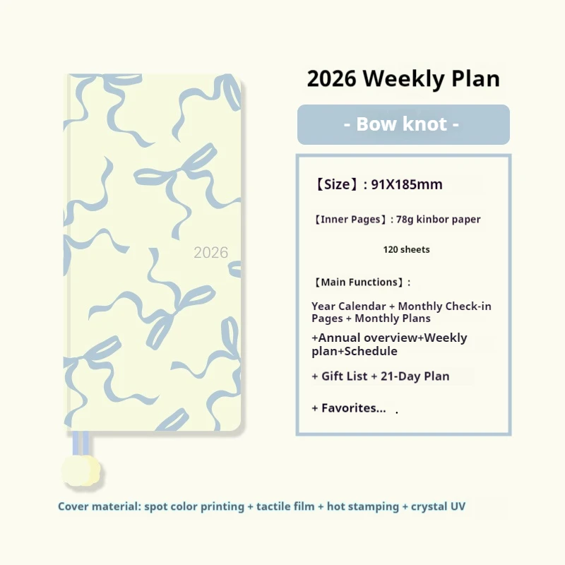 NEW Kinbor Weekly 2026 Planner Notebook 78g Paper Two pages a week Time Management Diary Journals planificador semana Блок