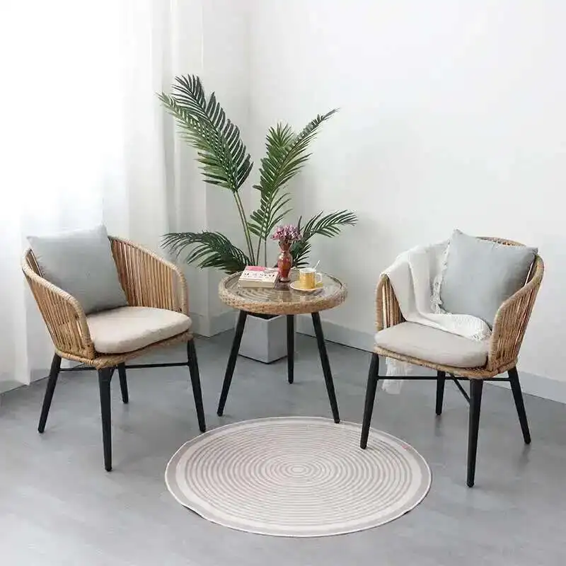 

Outdoor Garden Furniture Sets Courtyard Balcony Small Table and Chair Set Casual PE Rattan Back Chair Home Outdoor Furniture Set
