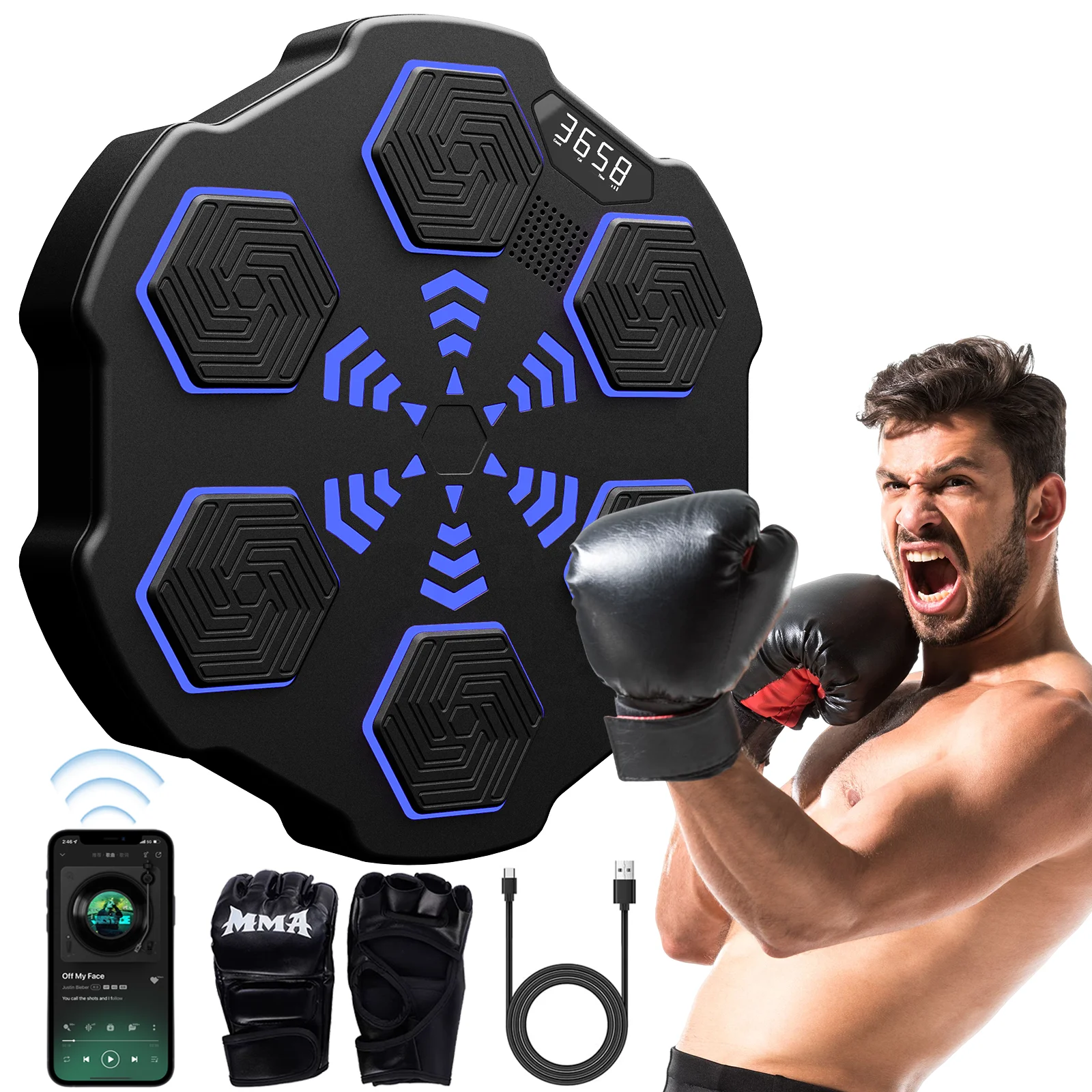 2026 Smart Music Boxing Machine Training Punch Kick Wall Mounted Boxing Game Intelligent Boxing Targetpromote Sales