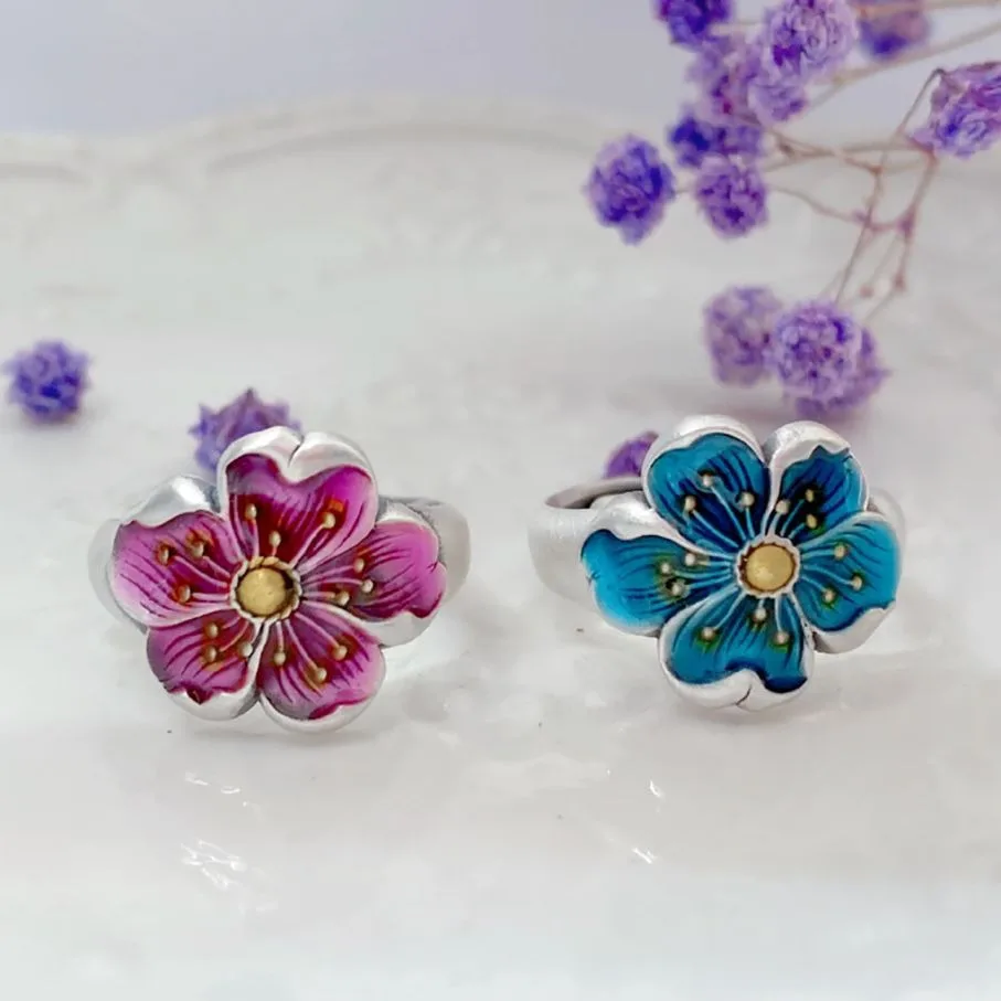 

Vintage Ethnic and Ancient Style Handmade Plum Blossom Ring, Ladies' Open Flower Ring