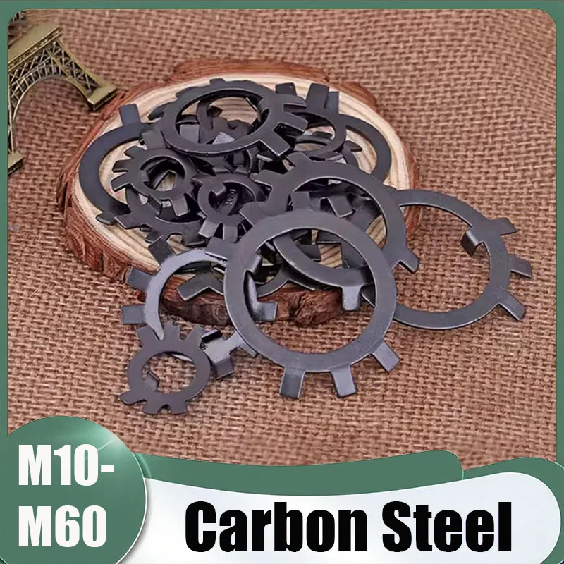 2-10Pcs M10 M12 M14 M16 M18 M20-M60 Lock Washer GB858 Black Carbon Steel Lock Washer / Fixed Stop Washer For Slotted Round Nut