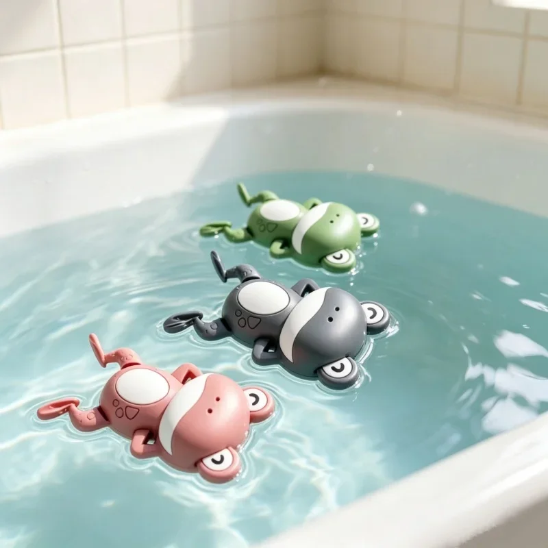 Clockwork Swimming Frog Set of 3 Pieces Wind Powered Floating Accessory Portable Bath And Pool Water Entertainment Equipment