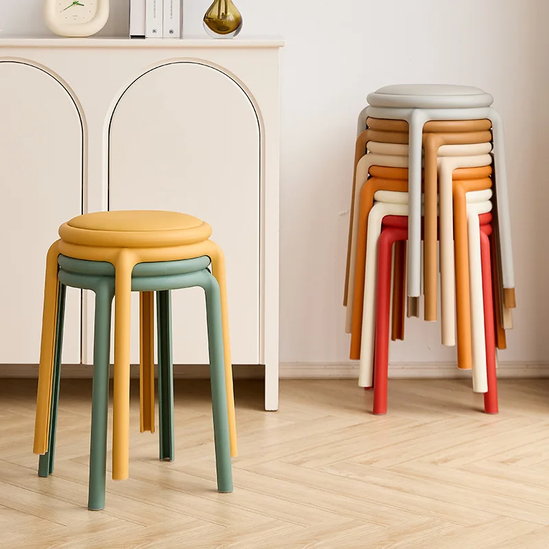 Plastic Stool Modern Simple Household Soft Bag Stool Can Be Stacked Spare Bench Dining Table