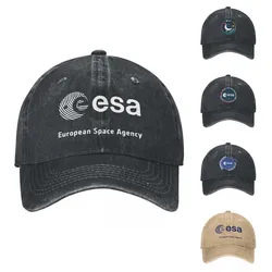Vintage EESA European Space Agency Baseball Caps Unisex Distressed Denim Snapback Cap Esa Outdoor Activities Adjustable Hats Cap