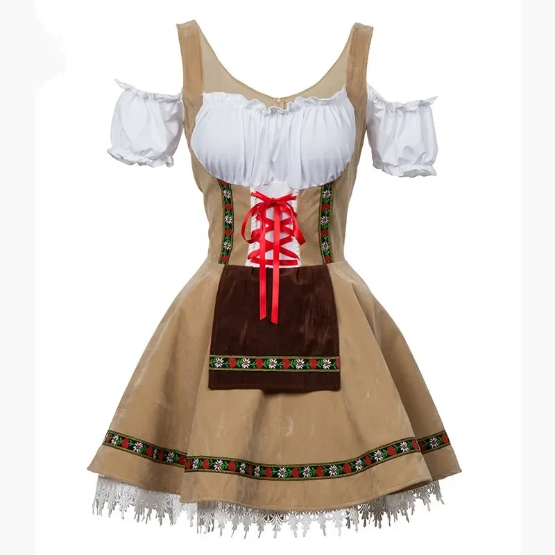 

Womens Traditional German Bavarian Oktoberfest Costume Dirndl Dress Sexy Beer Girl Waitress Carnival Party Fancy Dress