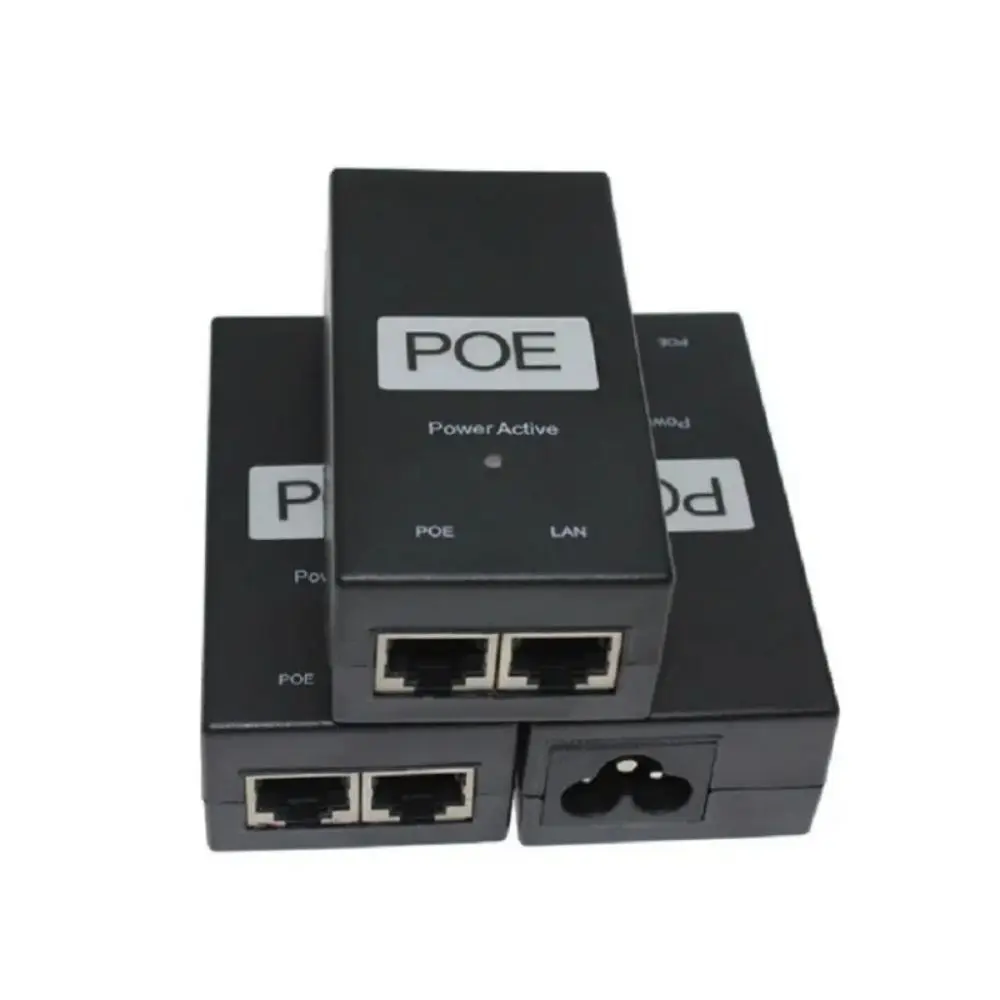 POE Device 24V/48V 0.5A POE Power Injector Compatible 100Mbps POE Power Supply IEEE802.3af/at Desktop POE Ethernet Adapter POE