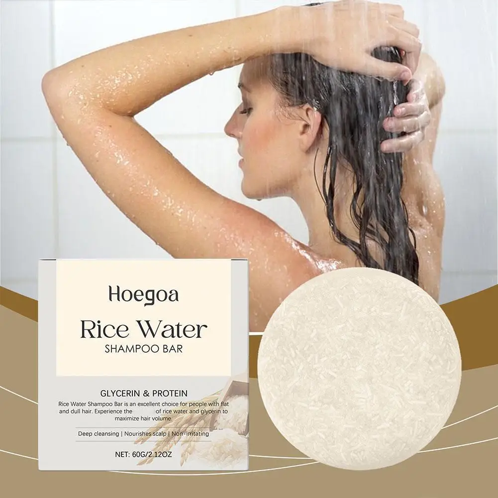 

60g Organic Rice Shampoo Soap Bar Oil Free Conditioning Soap Rice Water Protein Nourishing Anti-loss Hair Soap Bar
