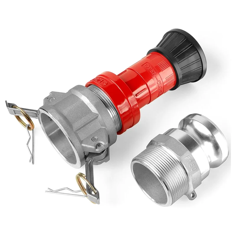 A03F-Fire Hose Nozzle,1-1/2Inch NPSH Heavyduty Industrial Fire Hose Constant Flow Fog Nozzle With 1.5Inch Camlock Fitting