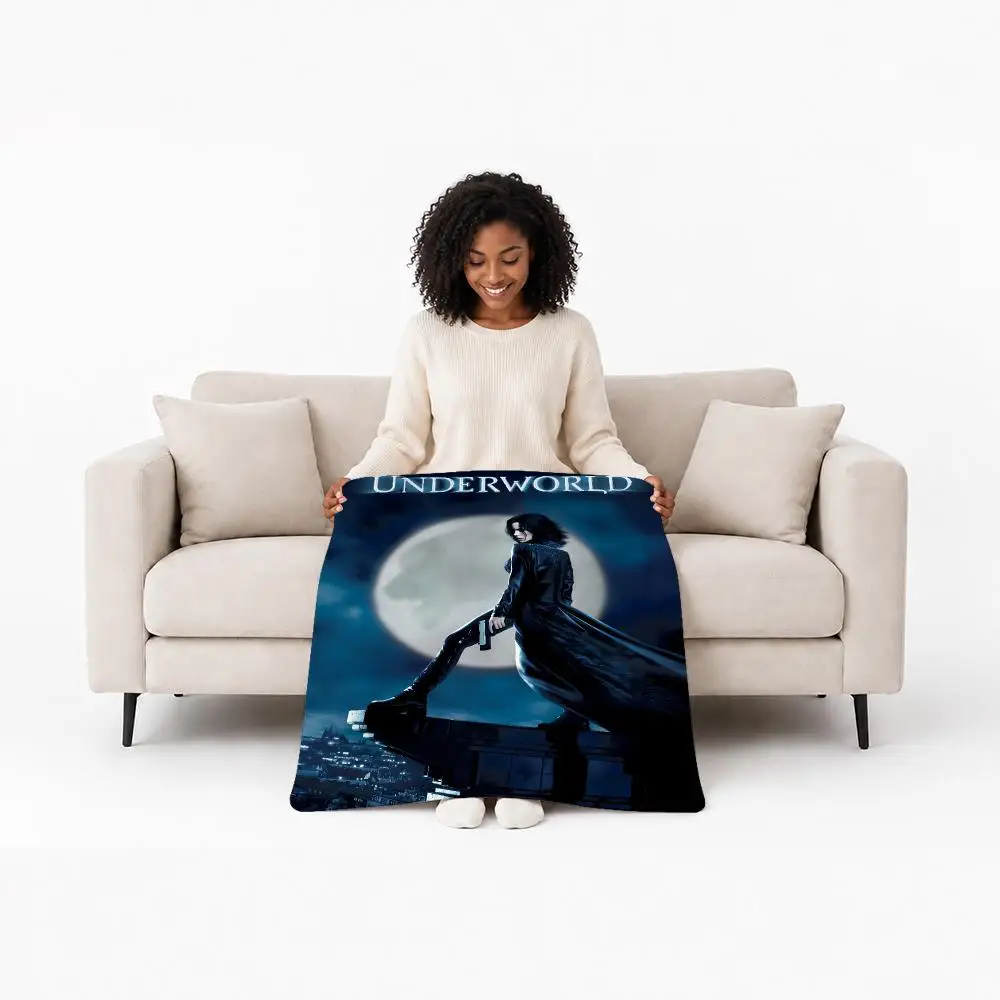 Gothic Movie Underworld Throw Custom Printed Flannel Fleece Blanket for Sofa Bed Office Travel & Camping