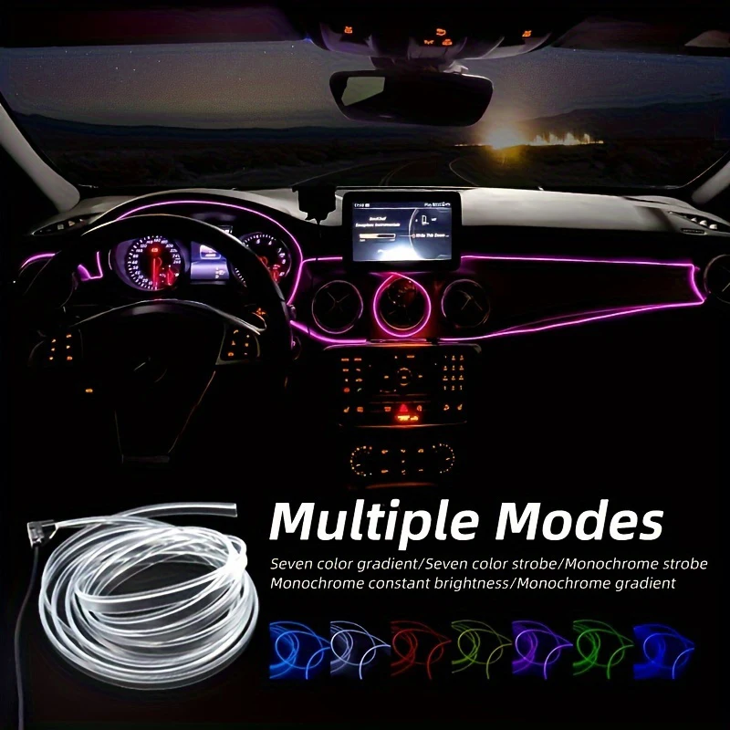 

1/2/3/4/5M led car lights rgb Ambient Light USB Fiber Optic Neon lamp led Interior car Decoration Lights for bmw Car accessories