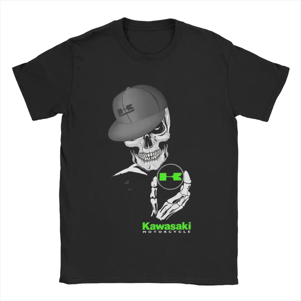

Novelty Kawasaky Green T-Shirts for Men Round Collar Pure Cotton T Shirts Motorcycle Short Sleeve Tees Gift Idea Clothes