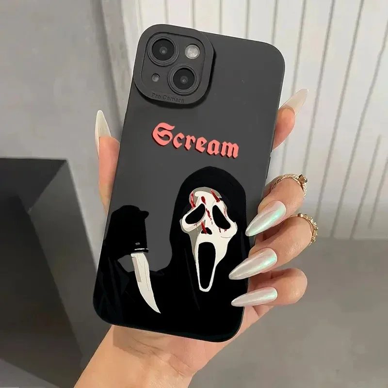 Ghostface Scream Terror Horror Silicone Phone Case For iPhone 15 14 13 12 11 Pro Max mini X XR XS 7 8 15 Plus SE 2020 Soft Cover